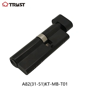 TRUST A82(31-51)KT-MB-T01 Black Color Full Brass Euro Cylinder With T Shape Turn